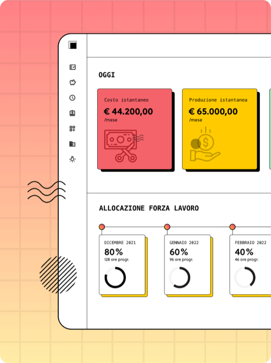 Dashboard DOT su sfondo rosso e giallo